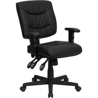 Flash Furniture Leather Desk Chair with Arms, Black