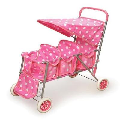 Badger Basket Pink Polka Dot Triple Doll Stroller - 09924