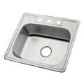 Kingston Brass Carefree 25" L x 22" W Single Bowl Self-Rimming Kitchen Sink Stainless Steel in Gray | 8 H x 25.6 W x 22.8 D in | Wayfair K25228BN