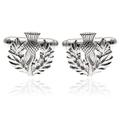 Alexander Castle 925 Sterling Silver Scottish Thistle Cufflinks for Men - Scottish Gift Cuff Links with Jewellery Gift Box - 15mm x 14mm