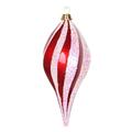 Vickerman 33879 - 12" Red / White Candy Glitter Swirl Drop Christmas Tree Ornament (M132673)