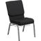 Black Fabric Church Chair w/Book Rack-Silver Vein Frame