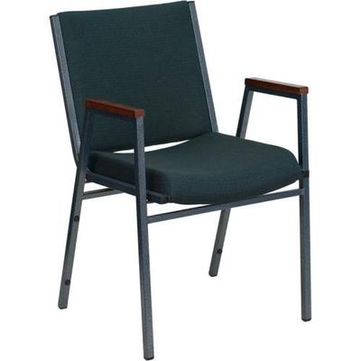 Heavy Duty Padded Green Patterned Stack Chair w/Arms