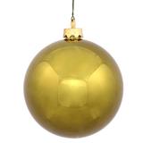 Vickerman 34999 - 4.75" Olive Shiny Ball Christmas Tree Ornament (4 pack) (N591214DSV)