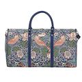Signare Tapestry Large Duffel Bag Overnight Bags Weekend Bag for Women (William Morris Strawberry Thief Blue, BHOLD-STBL)