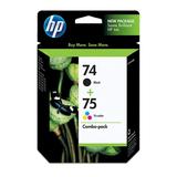 HP 74 Black/75 Tri-color 2-pack Original Ink Cartridges ~200 pages CC659FN#140