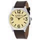 Stuhrling Original Men's Quartz Watch with Yellow Dial Analogue Display and Brown Leather Strap 454.3315K15