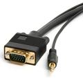 Cmple - VGA Cable Male to Male with 3.5mm Aux Audio Monitor SVGA PC 15 Pin Cord 15 Feet