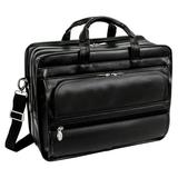 McKlein, P Series, ELSTON, Top Grain Cowhide Leather, 15" Leather Fly-Through Checkpoint-Friendly Double Compartment Laptop Briefcase