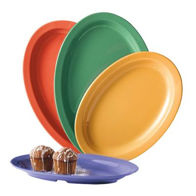 GET OP-610-MIX Creative Table 10" x 6 3/4" Assorted Colors Melamine Oval Platter Set - 24/Case