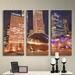 ArtWall 'Chicago- The Bean I' - 3 Piece Wrapped Canvas Photographic Print Set Canvas in Brown | 24 H x 54 W x 2 D in | Wayfair 0wil004c2454w