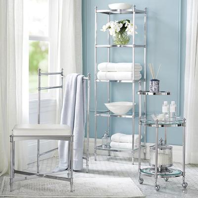 Bath Storage Collection in Brushed Nickel - 3-Tier Rolling Bath Cart - Frontgate Resort Collection™