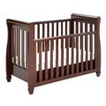 Babymore Eva Sleigh Cot Bed Drop Side with Drawer | Solid Pine Wood | Converts into Day Bed, Toddler Bed | Teething Rail (Dark Finish)