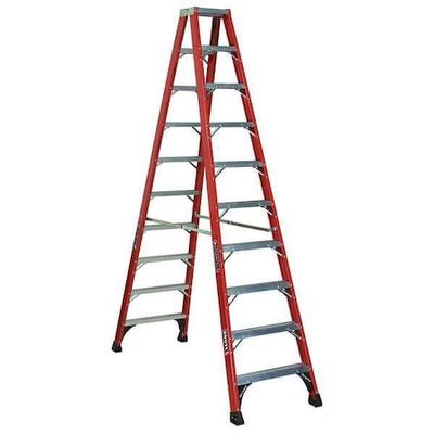 LOUISVILLE FM1410HD 10 ft Fiberglass Twin Stepladder, 375 lb Capacity