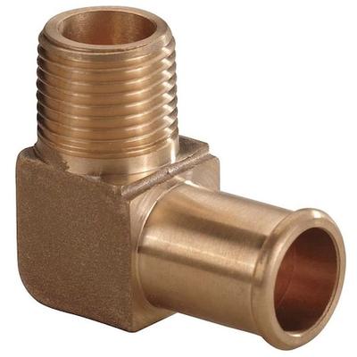 ZORO SELECT 6AFJ0 Hose Barb,1/2 In Barb,3/8 In MNPT,Brass