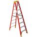 WERNER 6208 Fiberglass Stepladder, 8 ft Ladder Ht, 7 Steps, 300 lb, 53 5/8 in