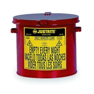 JUSTRITE 09200 Countertop Oily Waste Can,2 Gal.,Red
