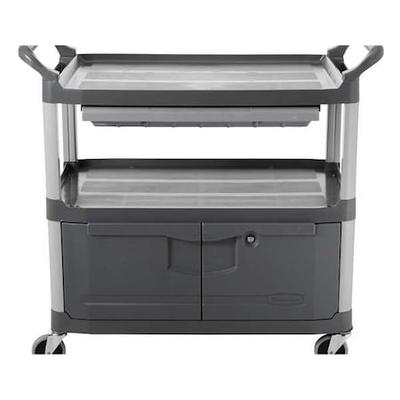 RUBBERMAID COMMERCIAL FG409400GRAY Enclosed Service Cart, 300 lb Load Capacity,
