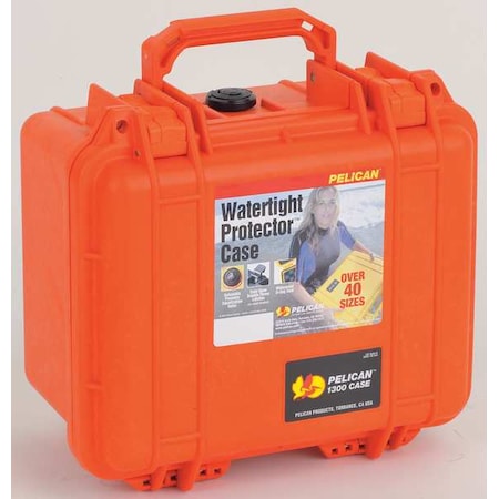 PELICAN 1300 ProtectiveCase,10.625inL,9.75inW,Orange