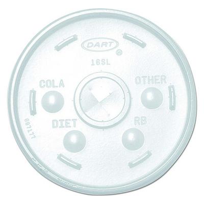 DART 16UL Lid for 12 to 24 oz. Hot/Cold Cup, Flat, Sip Through, White, Pk1000