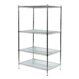 ZORO SELECT 1PGF5 Wire Shelving Unit, 24"D x 48"W x 63"H, 4 Shelves, Chrome