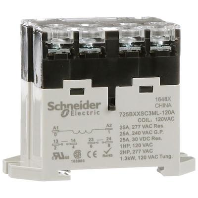 SCHNEIDER ELECTRIC 725BXXSC3ML-120A Enclosed Power Relay, DIN-Rail & Surface