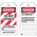 BRADY 66063 Danger Tag,5-3/4 x 3 In,OSHA,Brs,PK25, 66063