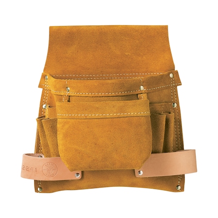KLEIN TOOLS 42241 Tool Pouch, Tool Pouch, Brown, Leather, 6 Pockets