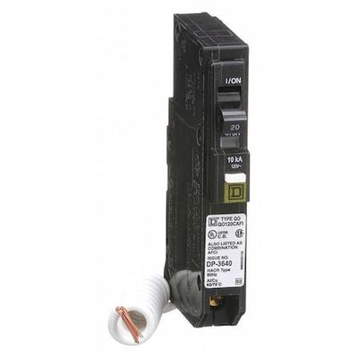SQUARE D QO120CAFI Miniature Circuit Breaker, HOMELINE Series, 20A, 1 Pole,