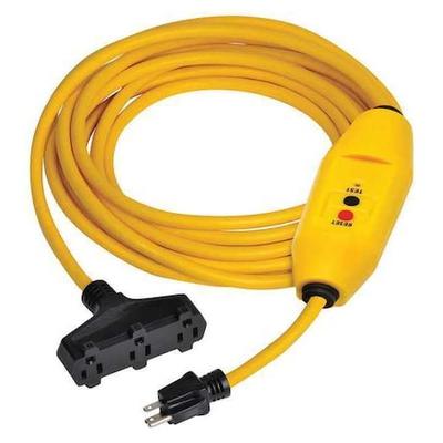 POWER FIRST 11X437 Line Crd GFCI,100 ft.,Ylw,15A,5-15P,125V