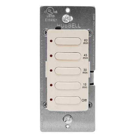 HUBBELL WIRING DEVICE-KELLEMS DT5060LA Timer, Electronic, 120/277V, Light Almond
