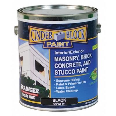 RAE 9612-01 Exterior Paint, Flat, Water Base, Black, 1 gal