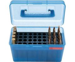 MTM Case-Gard Deluxe H-50 Series X-Large Rifle Ammo Box 50 Round (H50XL24) - Clear Blue