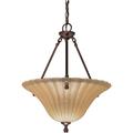 Nuvo Lighting 60013 - 3 Light Copper Bronze Champagne Washed Linen Glass Shade Pendant Light Fixture (60-013)