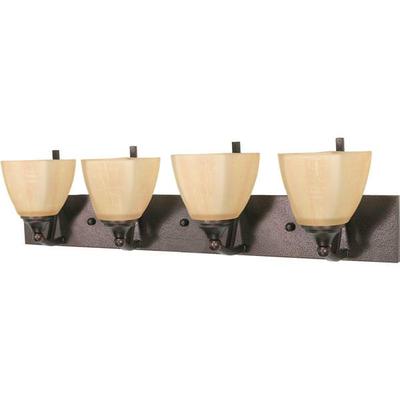 Nuvo Lighting 60062 - 4 Light Copper Bronze Champagne Washed Linen Glass Shades Vanity Light Fixture (60-062)