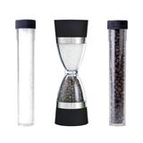 Longden Enterprises Inc 2-in-1 Hour Glass Salt & Pepper Grinder Ceramic/Acrylic in Black/Gray | 7.2 H x 5.7 W x 3.1 D in | Wayfair GPT1815A