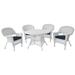 Jeco Inc. Round 4 - Person 44.5" Long Outdoor Dining Set Wicker/Rattan in White | Wayfair W00206D-B-G-FS011