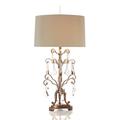 John-Richard French Girandole 38.5" Table Lamp Linen/Metal/Crystal in White/Yellow | 38.5 H x 18 W x 19 D in | Wayfair JRL-8628