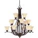 Nuvo Lighting 61404 - 15 Light Copper Espresso Honey Marble Glass Shades Chandelier Light Fixture (60-1404)