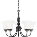 Nuvo Lighting 61842 - 5 Light Dark Chocolate Bronze White Satin Glass Shades Chandelier Light Fixture (60-1842)