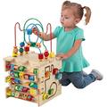 KidKraft Deluxe 5-Sided Wooden Activity Cube for Toddlers and Young Children, Activity Center for 1 Year Old with Bead Maze and Alphabet Letters, Educational Toys for Kids, 63298