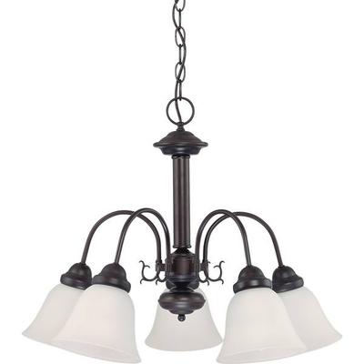 Nuvo Lighting 63141 - 5 Light Mahogany Bronze Frosted White Glass Shades Chandelier Light Fixture (60-3141)
