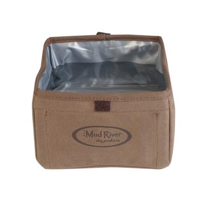 Mud River The Oasis Portable Dog Food and Water Bowl Waxed Canvas Brown SKU - 264475