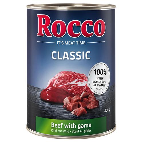 12x400g Classic Rind mit Wild Rocco Hundefutter nass