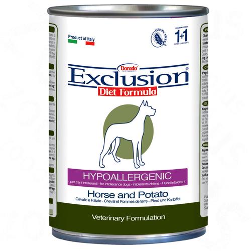 12 x 400 g Exclusion Diet im gemischten Paket - Pferd, Hirsch & Kaninchen, Hundenassfutter