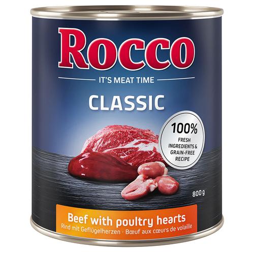 12x800g Classic Rind mit Geflügelherzen Rocco Hundefutter nass