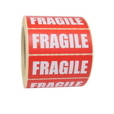 89x36mm 1,000 / Pack - Fragile Warning Stickers / Labels: White on Red