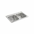 Sterling by Kohler Middleton 33" L x 22" W Self Rimming Double Bowl Kitchen Sink Stainless Steel in Gray | 7 H x 33 W x 22 D in | Wayfair