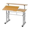SafcoÂ® Height-Adjustable Split-Level Drafting Table Medium Oak