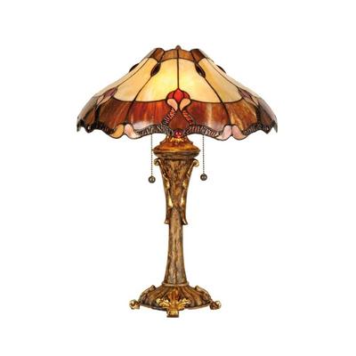 Clayre&Eef Tiffany Tischlampe CAMBRIA, Multicolour, für Wohn- / Esszimmer, Kunststoff, Tiffany, Tischlampe